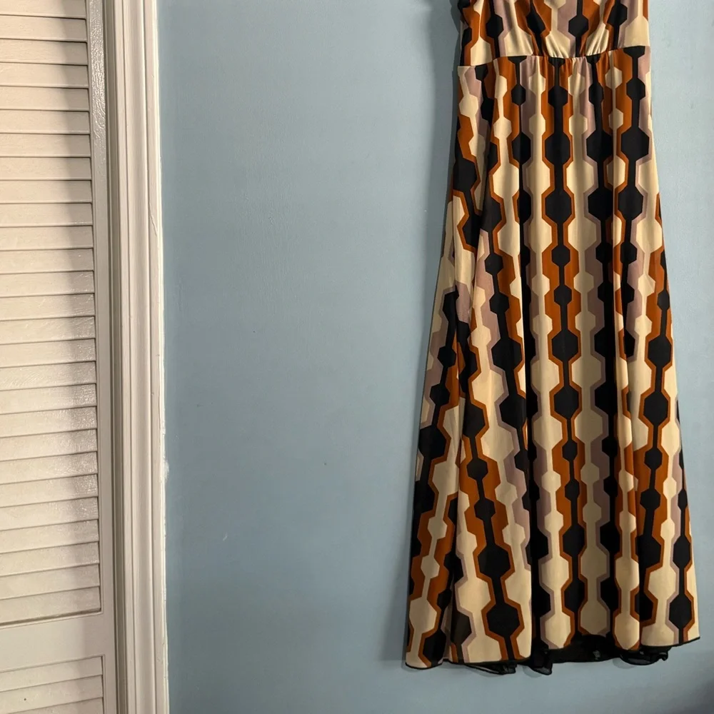 CAbi Brown and Black Geometric Maxi Dress Reversible Dress - Picture 11 of 16